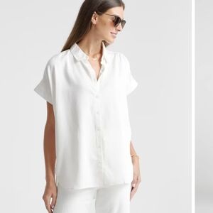 Quince Vintage Wash Tencel Camp Shirt White Size Medium